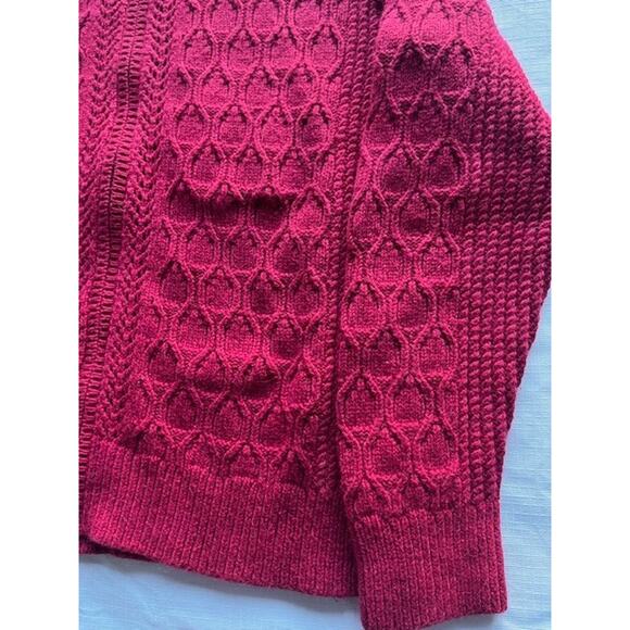 Charter Club Size L Front Zip up Cable Knit Sweater RED Pre-owned, Excellent - Picture 4 of 8